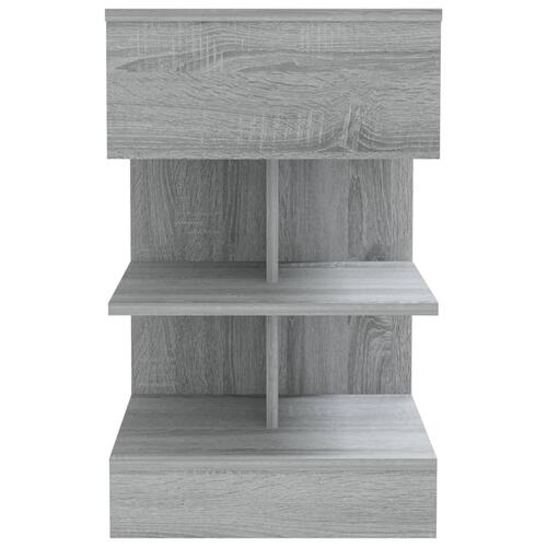 Sengeborde 2 stk. 40x35x65 cm konstrueret træ grå sonoma-eg