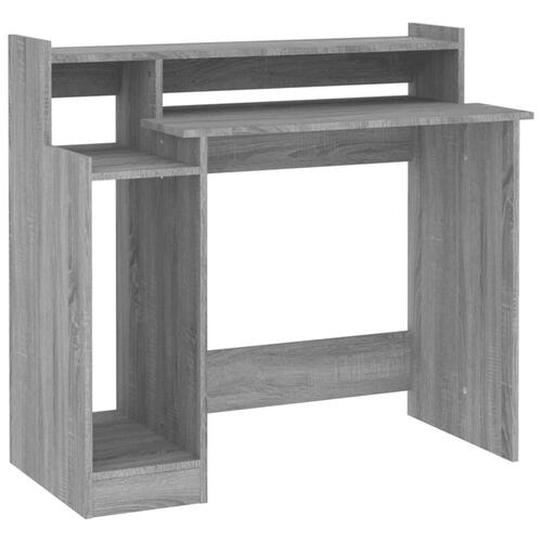 Skrivebord m. LED-lys 97x45x90 cm konstrueret træ grå sonoma-eg