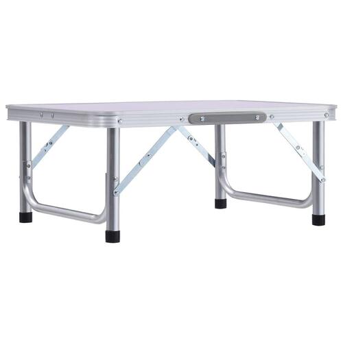 Foldbart campingbord 60x45 cm aluminium hvid