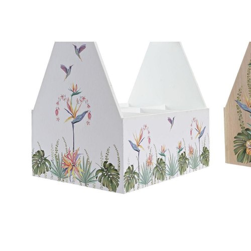 Flaskereol i træ/MDF, tropisk, 24 × 16,5 × 25 cm - 2 stk.
