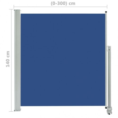 Sammenrullelig sidemarkise til terrasse 140 × 300 cm - blå