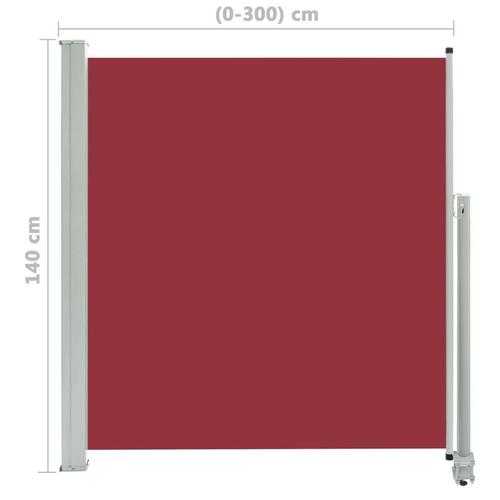 Sammenrullelig sidemarkise til terrassen 140 x 300 cm rød
