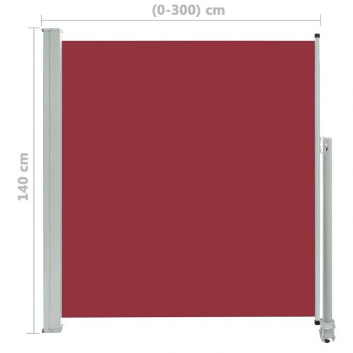 Sammenrullelig sidemarkise til terrasse 140 × 300 cm - rød