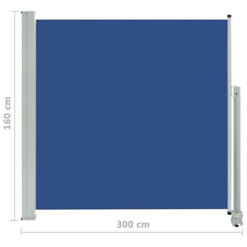 Sammenrullelig sidemarkise til terrassen 160 x 300 cm blå
