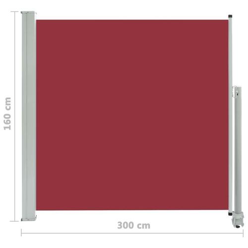 Sammenrullelig sidemarkise til terrassen 160 x 300 cm rød