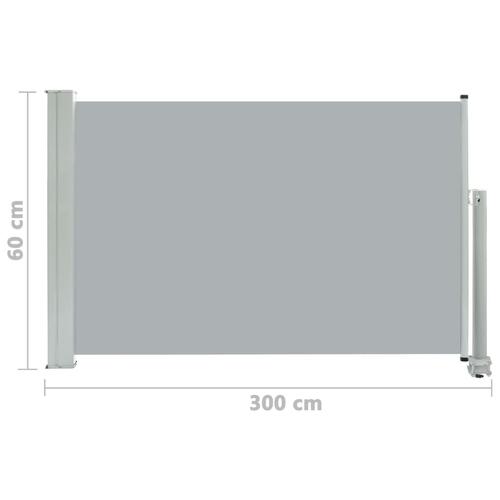 Sammenrullelig sidemarkise til terrassen 60 x 300 cm grå