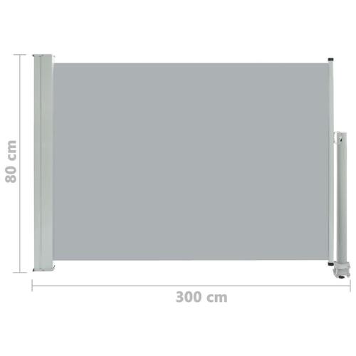 Sammenrullelig sidemarkise til terrassen 80 x 300 cm grå