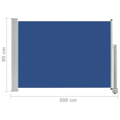Sammenrullelig sidemarkise til terrassen 80 x 300 cm blå