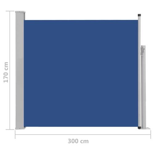 Sammenrullelig sidemarkise til terrassen 170 x 300 cm blå