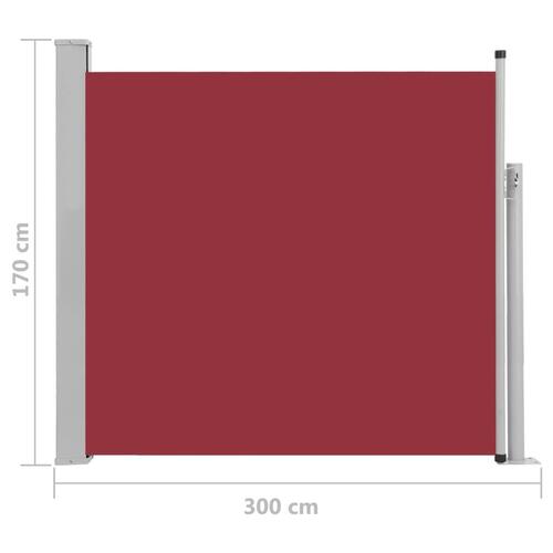 Sammenrullelig sidemarkise til terrassen 170 x 300 cm rød
