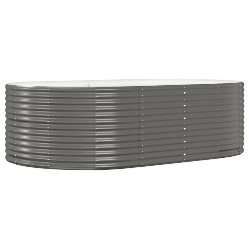 Oval plantekasse i galvaniseret stål - grå, 212 x 140 x 68 cm