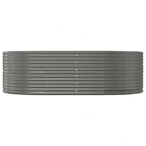 Oval plantekasse i galvaniseret stål - grå, 212 x 140 x 68 cm