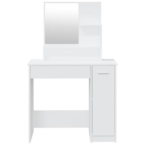Makeupbord med spejl 86,5x35x136 cm hvid