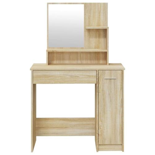 Makeupbord med spejl 86,5x35x136 cm sonoma-eg