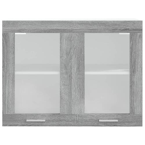 Væghængt glasskab 80x31x60 cm konstrueret træ grå sonoma-eg