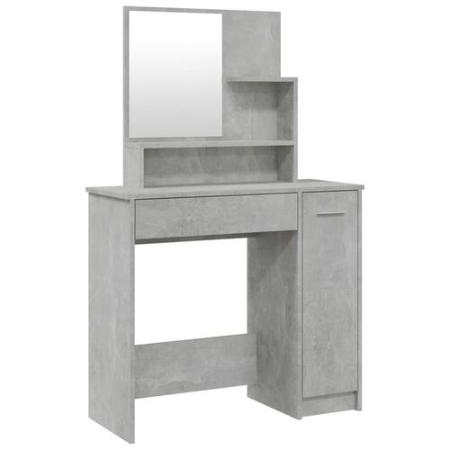 Makeupbord med spejl 86,5x35x136 cm betongrå