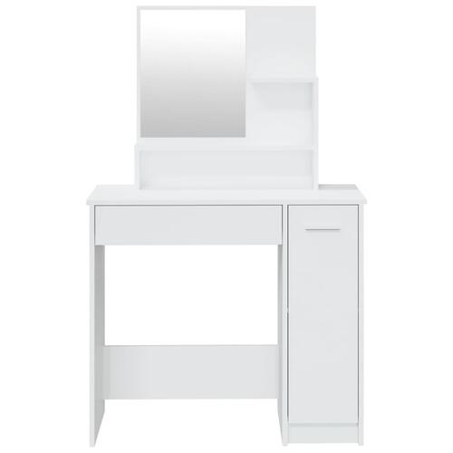 Makeupbord med spejl 86,5x35x136 cm hvid højglans