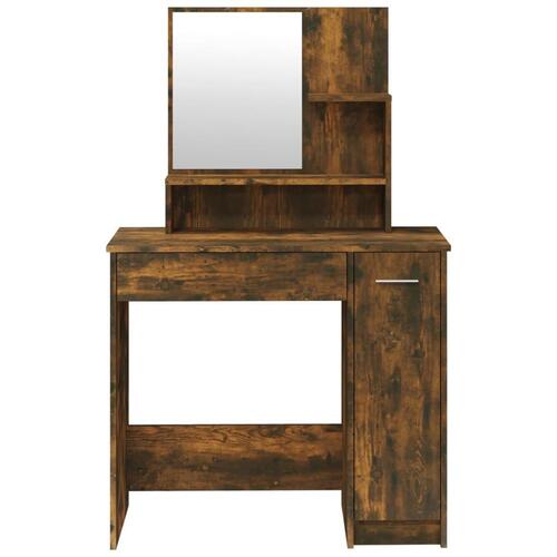 Makeupbord med spejl 86,5x35x136 cm røget egetræsfarve