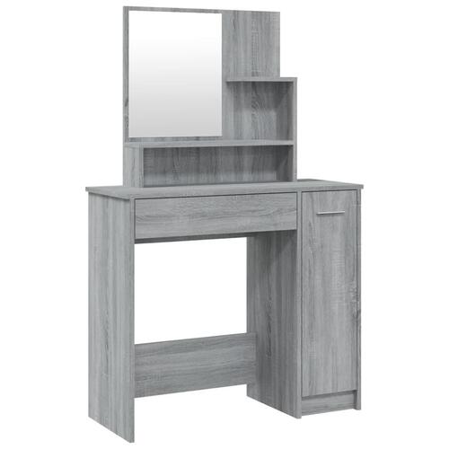 Makeupbord med spejl 86,5x35x136 cm grå sonoma-eg