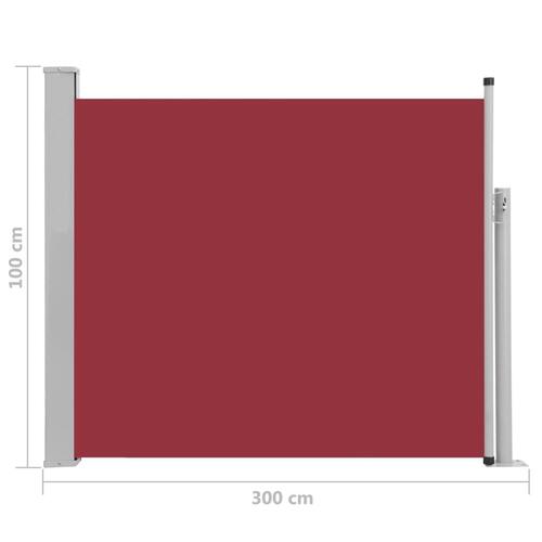 Sammenrullelig sidemarkise til terrassen 100 x 300 cm rød