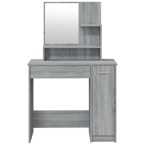 Makeupbord med spejl 86,5x35x136 cm grå sonoma-eg
