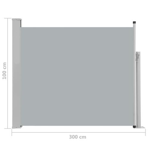 Sammenrullelig sidemarkise til terrassen 100 x 300 cm grå