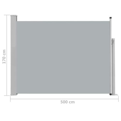 Sammenrullelig sidemarkise til terrassen 170 x 500 cm grå