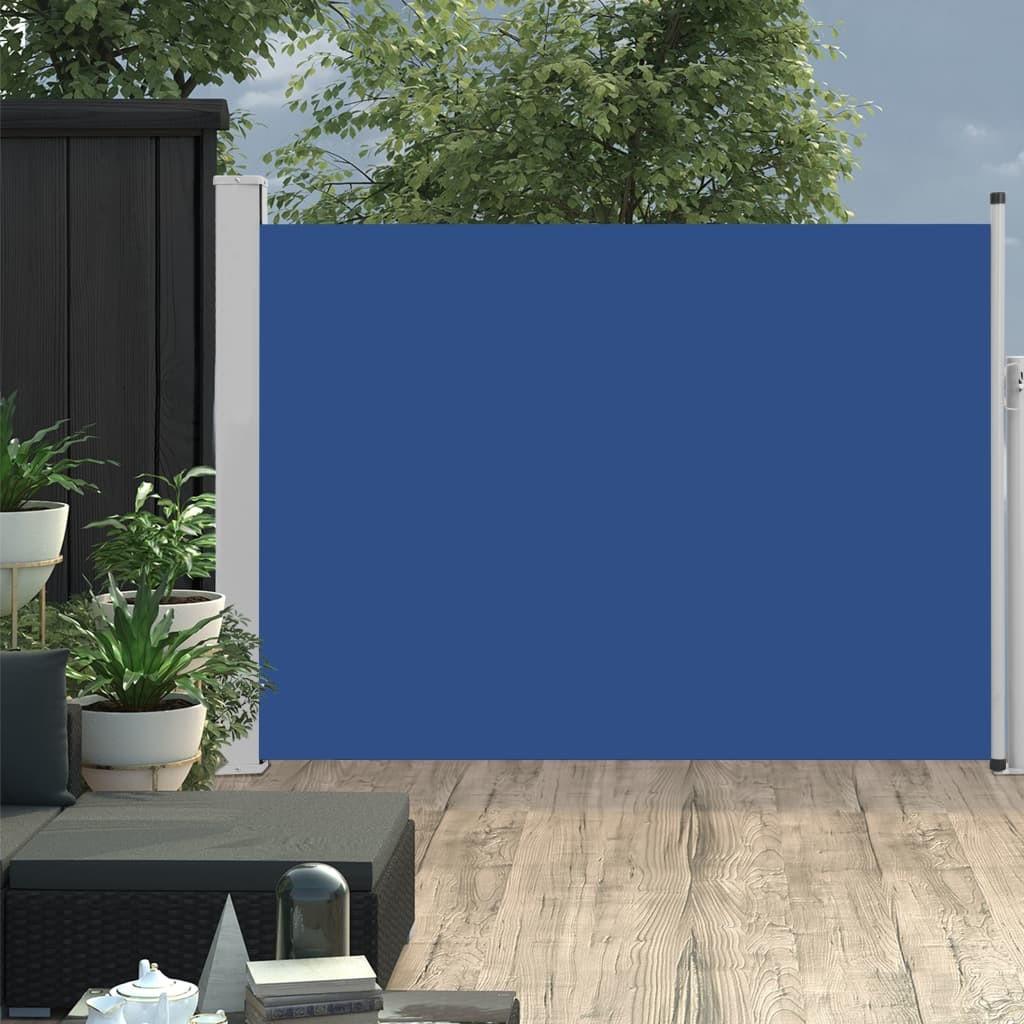 Sammenrullelig sidemarkise til terrassen 100 x 500 cm blå