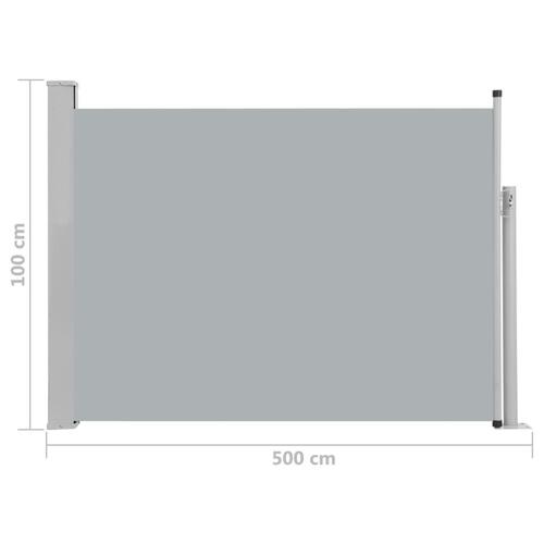 Sammenrullelig sidemarkise til terrassen 100 x 500 cm grå