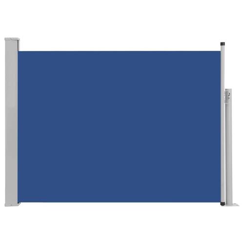 Sammenrullelig sidemarkise til terrassen 120 x 500 cm blå