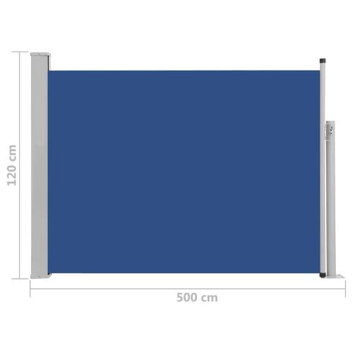 Sammenrullelig sidemarkise til terrassen 120 x 500 cm blå