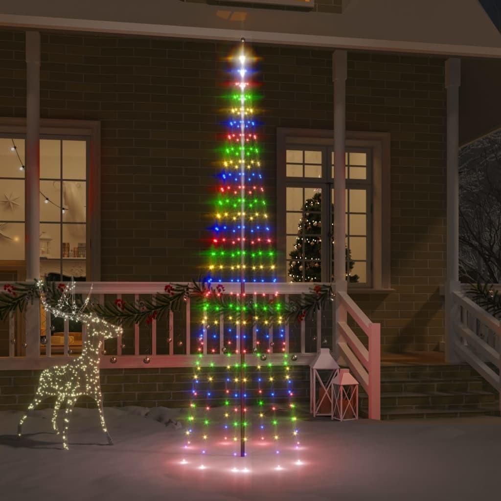Juletræ til flagstang 310 LED'er 300 cm farverigt lys