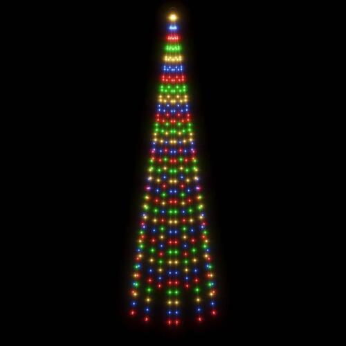 Juletræ til flagstang 310 LED'er 300 cm farverigt lys