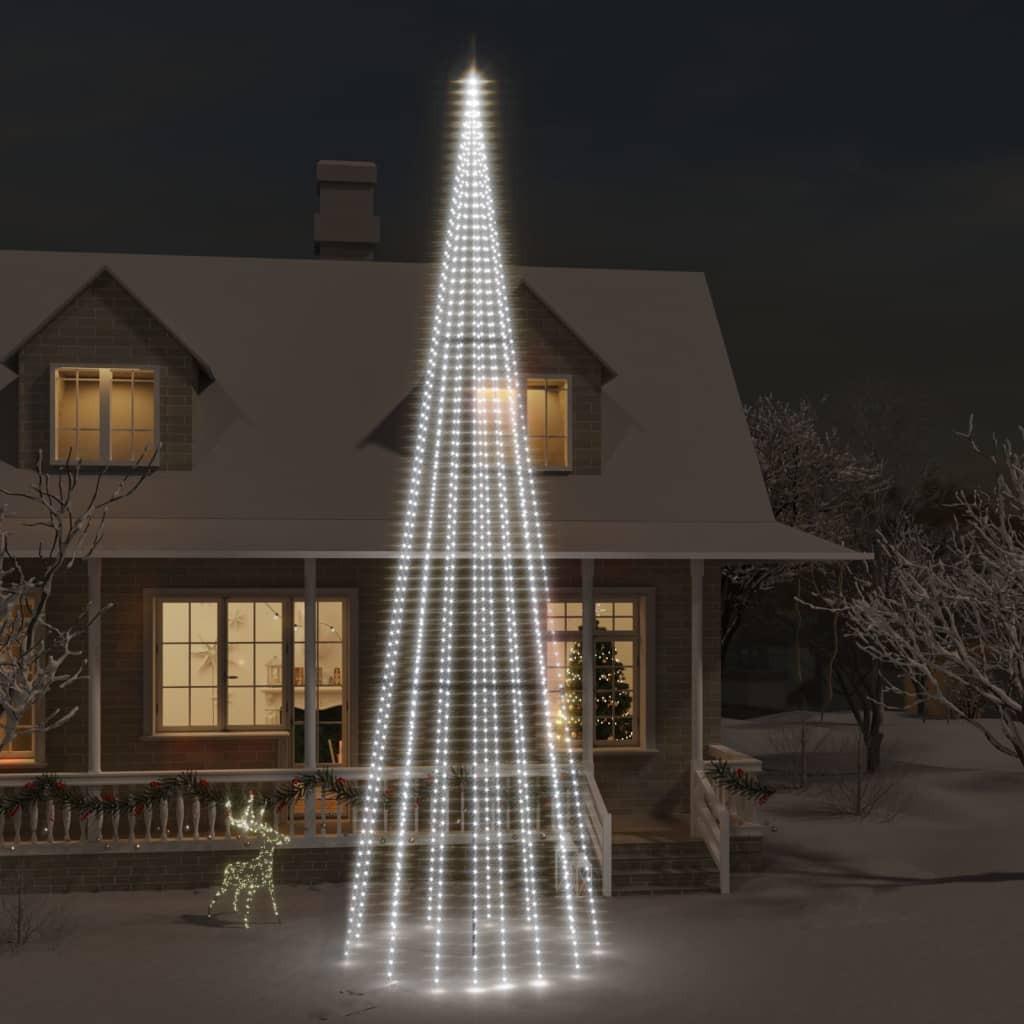 Juletræ til flagstang 1134 LED'er 800 cm koldt hvidt lys