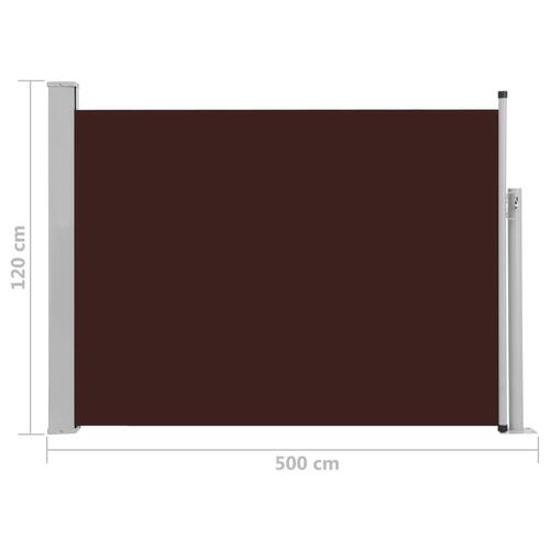 Sammenrullelig sidemarkise til terrassen 120x500 cm brun