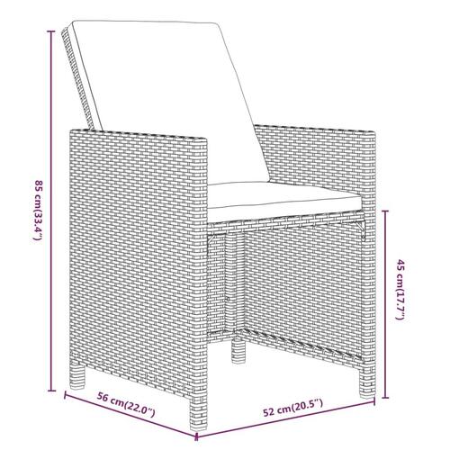 Spisebordssæt til haven 7 dele med hynder polyrattan grå