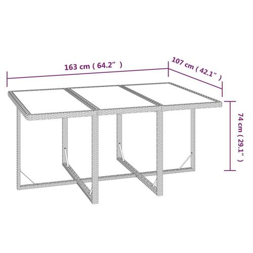 Spisebordssæt til haven 7 dele med hynder polyrattan grå