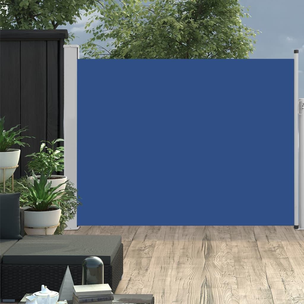 Sammenrullelig sidemarkise til terrassen 140 x 500 cm blå