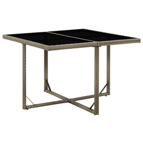 Havebord i polyrattan med glasplade - 109 × 107 × 74 cm, grå