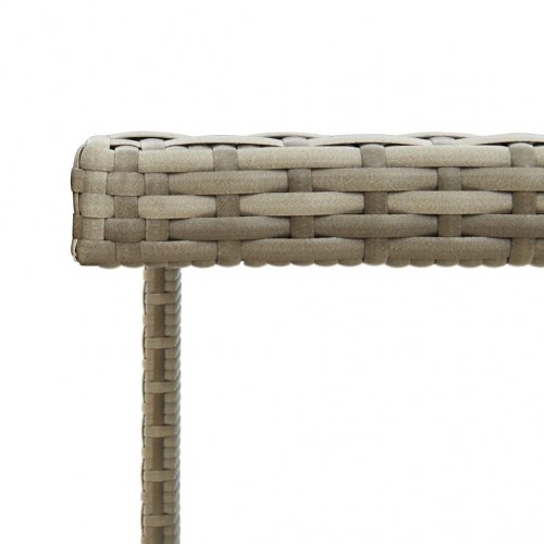 Havebord i polyrattan med glasplade - 109 × 107 × 74 cm, grå