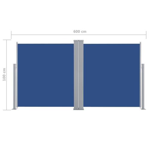 Sammenrullelig sidemarkise 100 x 600 cm blå