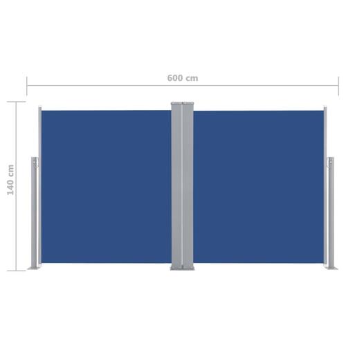 Sammenrullelig sidemarkise 140 x 600 cm blå