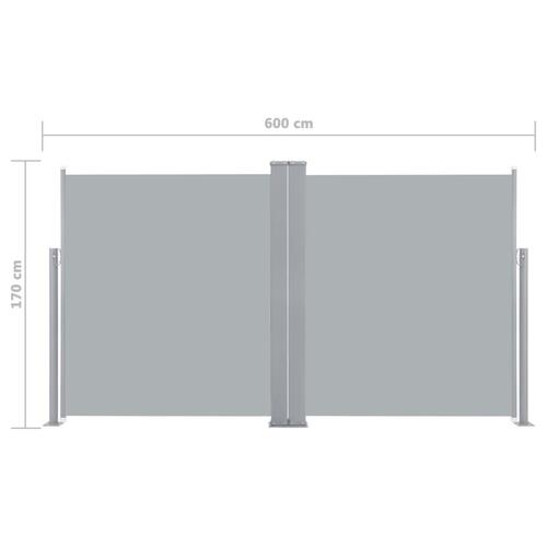 Dobbelt sidemarkise til terrassen 170 x 600 cm antracitgrå