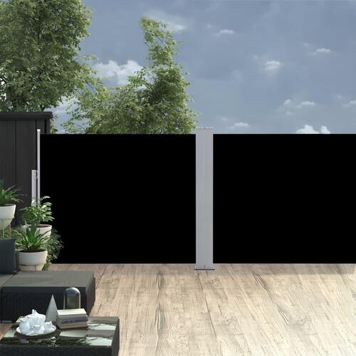 Sammenrullelig sidemarkise 170 x 1000 cm sort