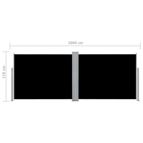 Sammenrullelig sidemarkise 170 x 1000 cm sort