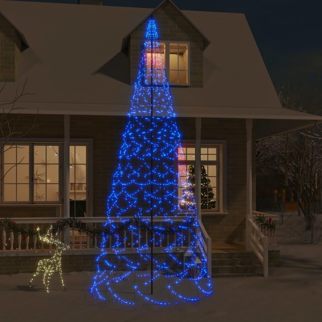 Juletræ til flagstang 1400 LED'er 500 cm blåt lys