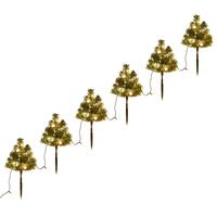 Juletræer til havesti 6 stk. med LED-lys 45 cm PVC varm hvid
