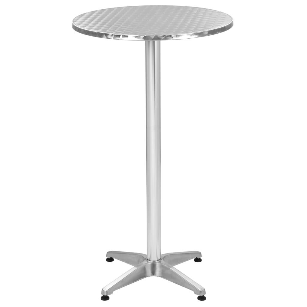 Foldbart havebord 60 x (70-110) cm aluminium sølvfarvet