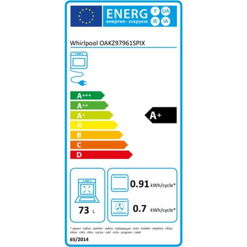 Pyrolyse ovn Whirlpool Corporation OAKZ97961SPIX 73 L 3840 W