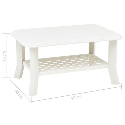 Sofabord 90 x 60 x 46 cm plastik hvid